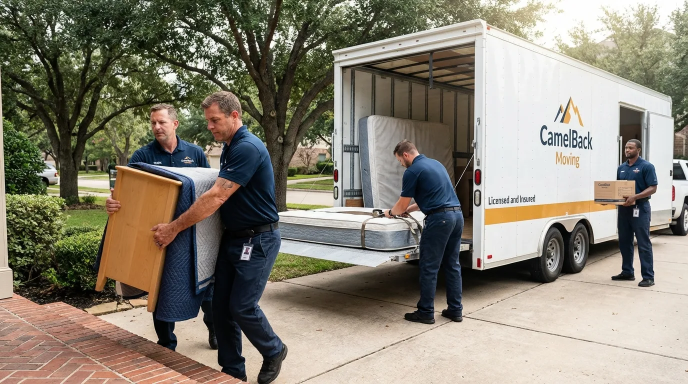 Crew loading residential truck for cross-state move from Flowood, MS