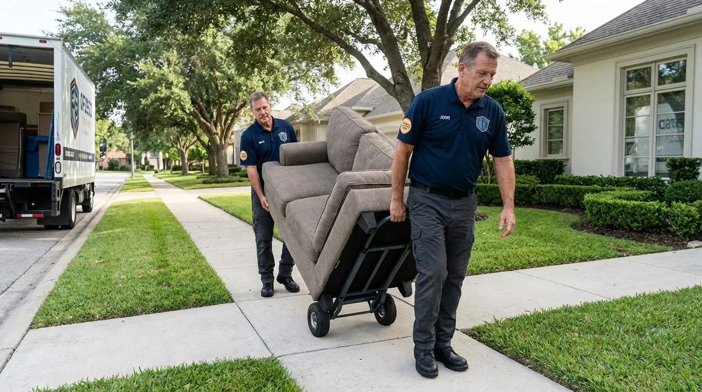 Local residential moving crew loading furniture in Flowood, MS