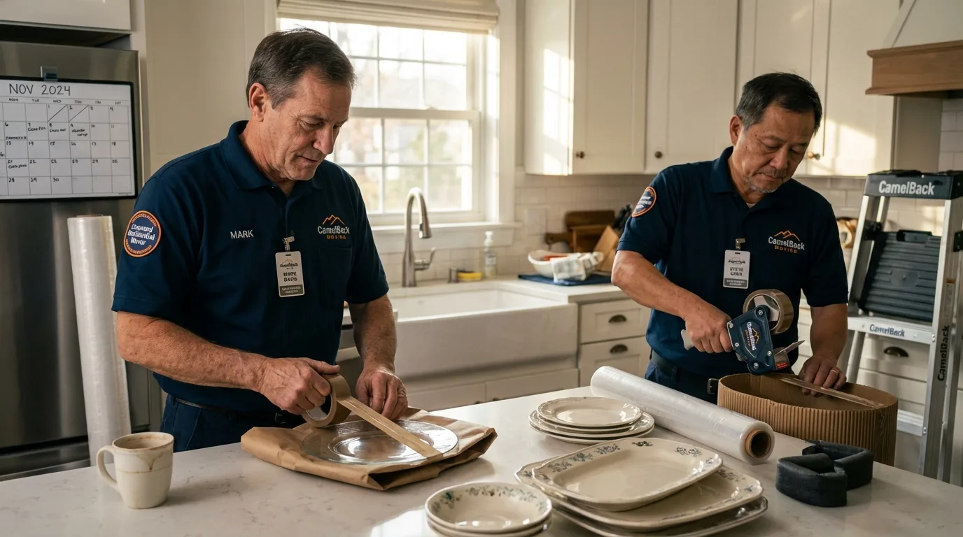 Professional crew packing kitchen dishware in Flowood, MS